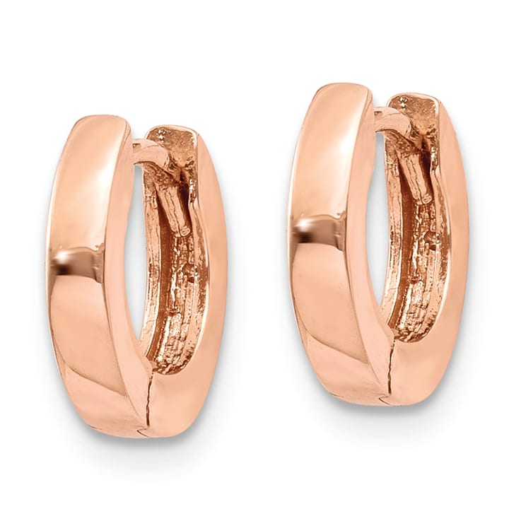 14K Rose Gold 3/8" Round Hinged Hoop Earrings