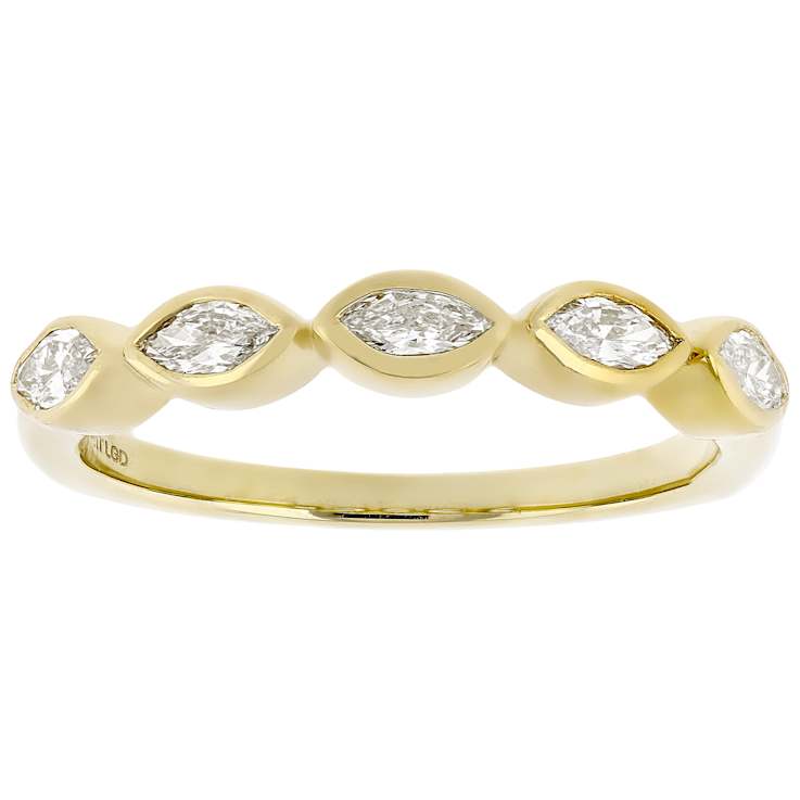 Polished Lab-Grown Marquise Diamond Band Ring In 10K Gold