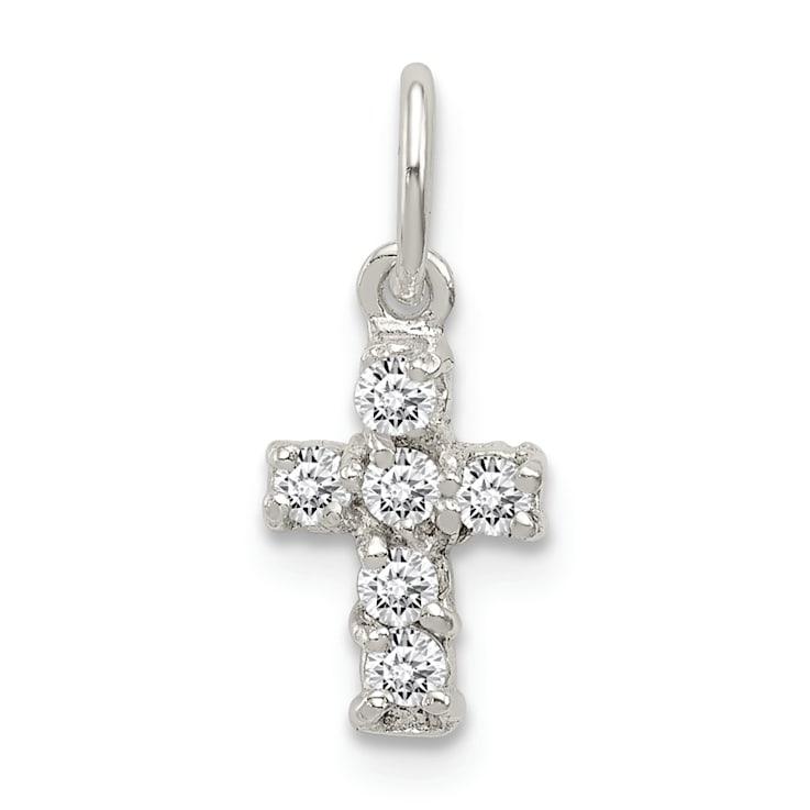 Sterling Silver Cubic Zirconia Cross Charm