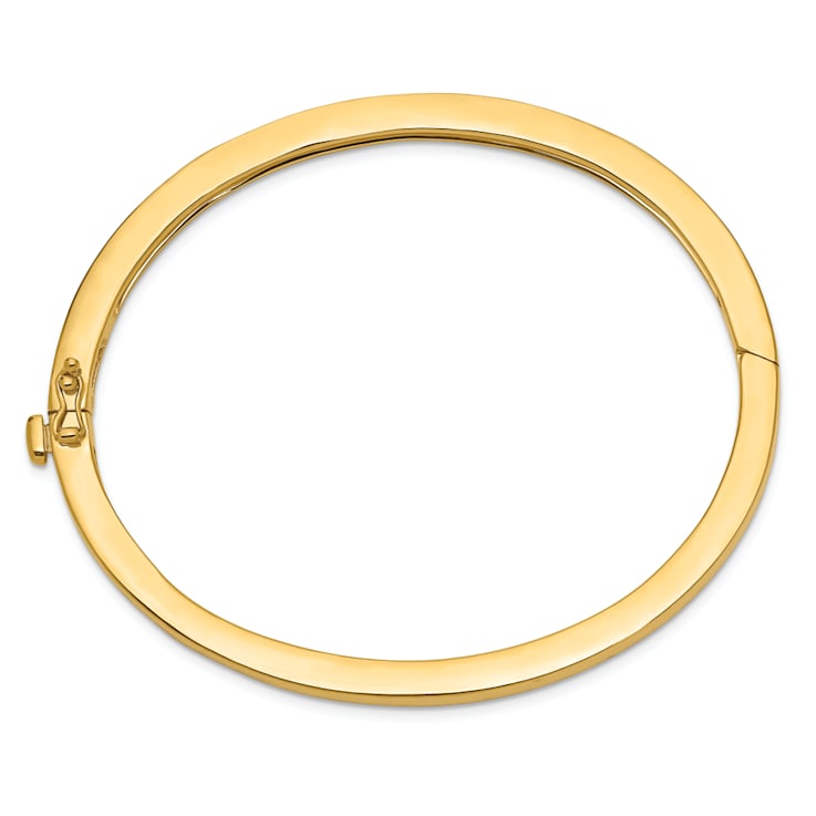 14k Yellow Gold 3.6mm Polished Solid Hinged Bangle