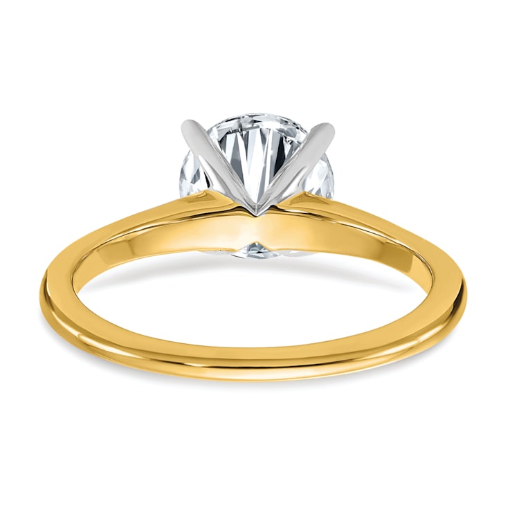14K Yellow Gold With White Gold Accents 1 3/4 ct. D E F Pure Light Round
Moissanite Solitaire Ring