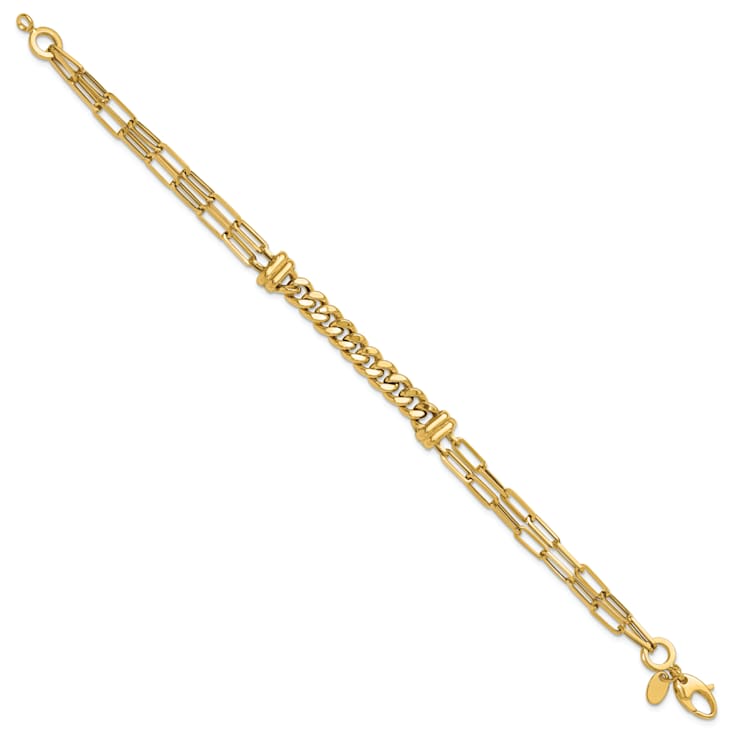 14k Yellow Gold Polished Fancy Link Bracelet