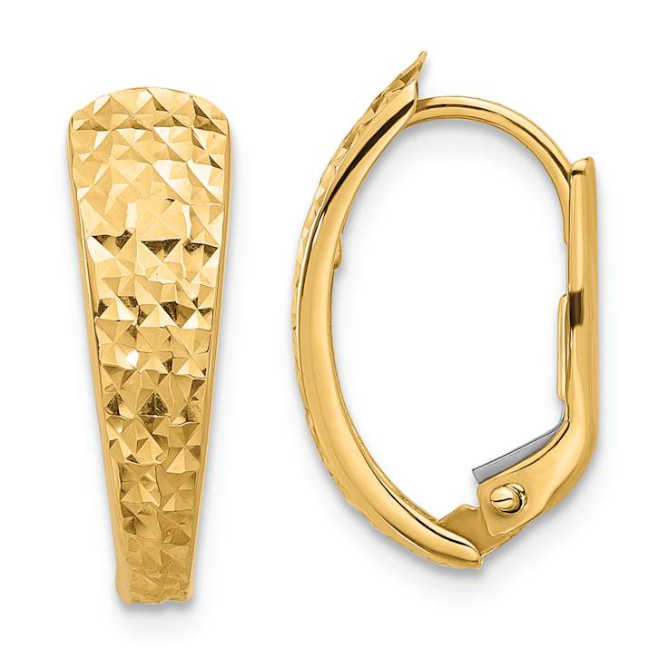 14k Yellow Gold Polished and Diamond-Cut 3/4" Hoop Earrings