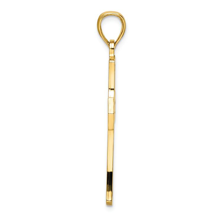 14k Yellow Gold Polished Double Cross Pendant