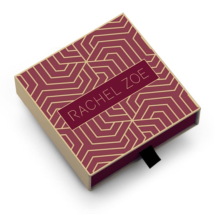 Rachel Zoe White Oval CZ Bold Hoop Earrings in Rhodium Over Sterling Silver