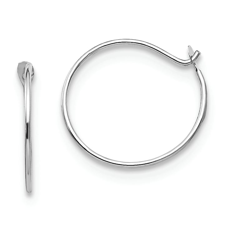 Rhodium Over 14K White Gold Small Endless Hoop Earrings