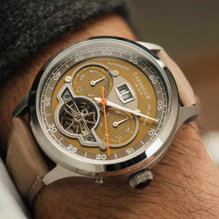 Thomas Earnshaw Baron Grand Date Calendar Open Heart Automatic