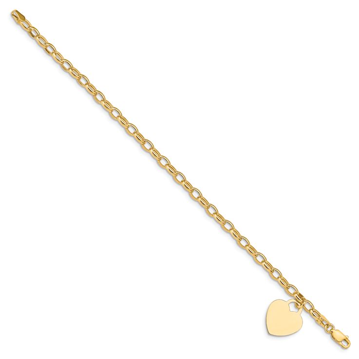 14k Yellow Gold Heart Charm Bracelet