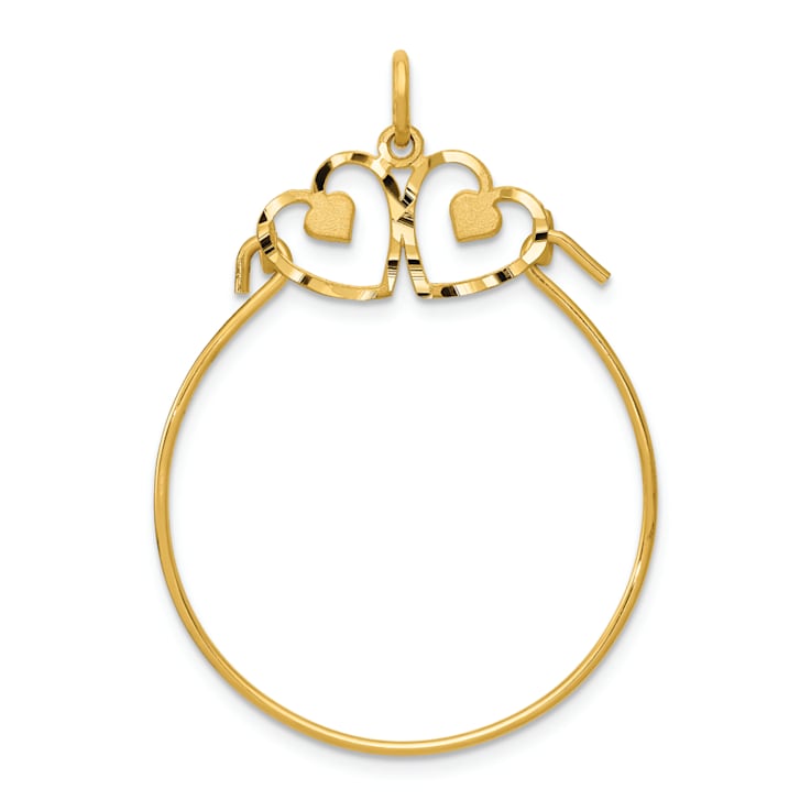 14K Yellow Gold Heart Charm Holder
