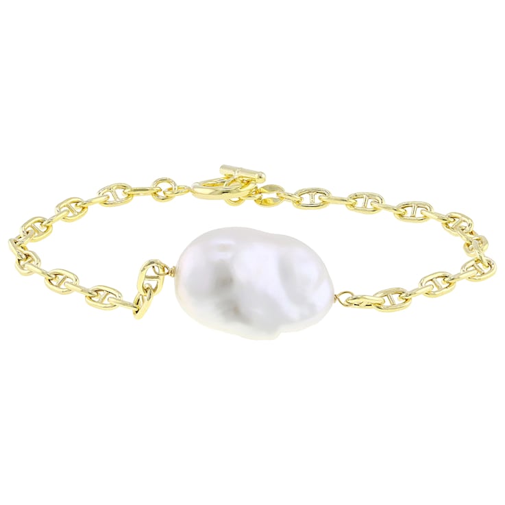 Freshwater Pearl Station Bracelet In 18K Gold Over Sterling Silver