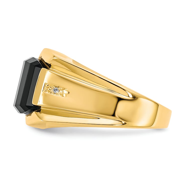 【高知インター店】 Yellow 10K Gold 13WGBA - Ring Onyx Black and Diamond Men's アクセサリー