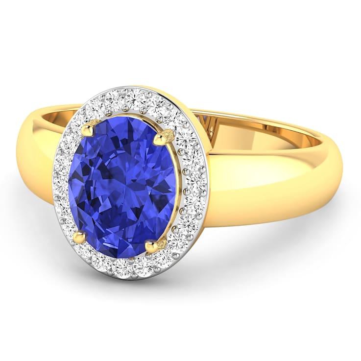 1.63ctw Violet Tanzanite and Diamond 14K Yellow Gold Halo Ring