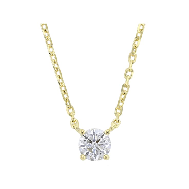 Elegant Lab-Grown Diamond Solitaire Pendant Necklace In 18K Gold Over
Sterling Silver
