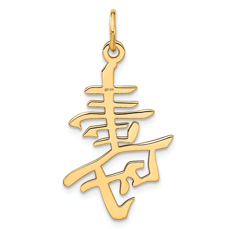 14k Yellow Gold Satin and Diamond-Cut Long Life Pendant
