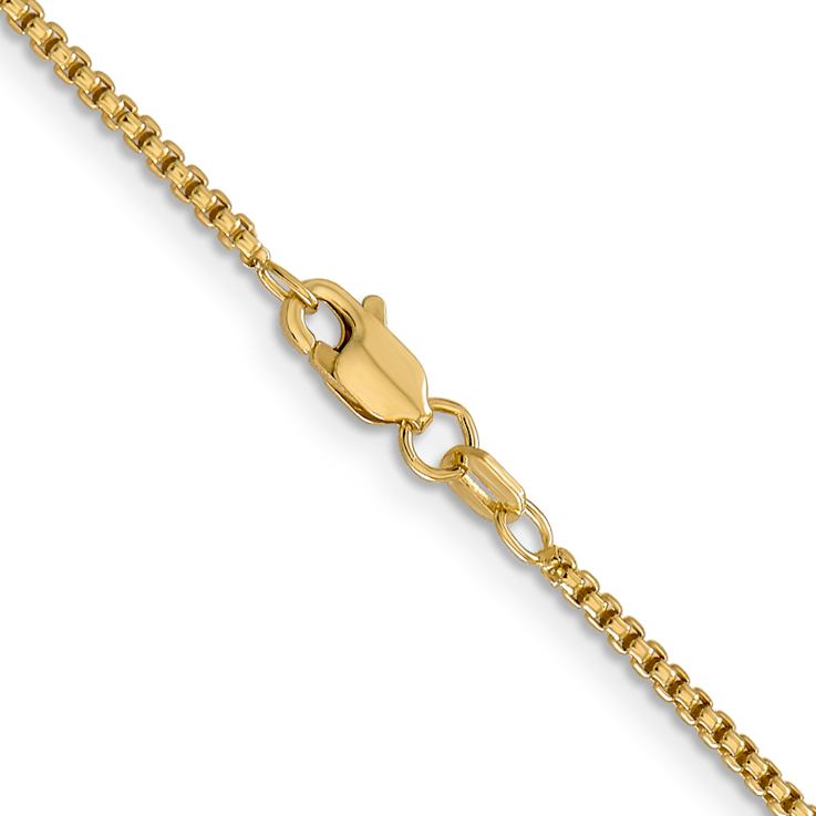 14k Yellow Gold 1.5mm Hollow Round Box Chain 26"