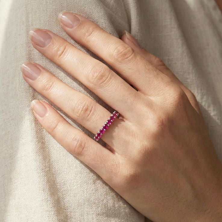 Ruby Stackable Band Ring In Sterling Silver