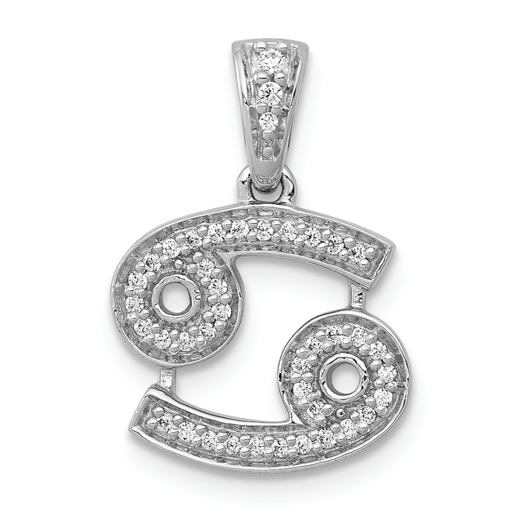 Rhodium Over 14K White Gold Diamond Cancer Zodiac Pendant