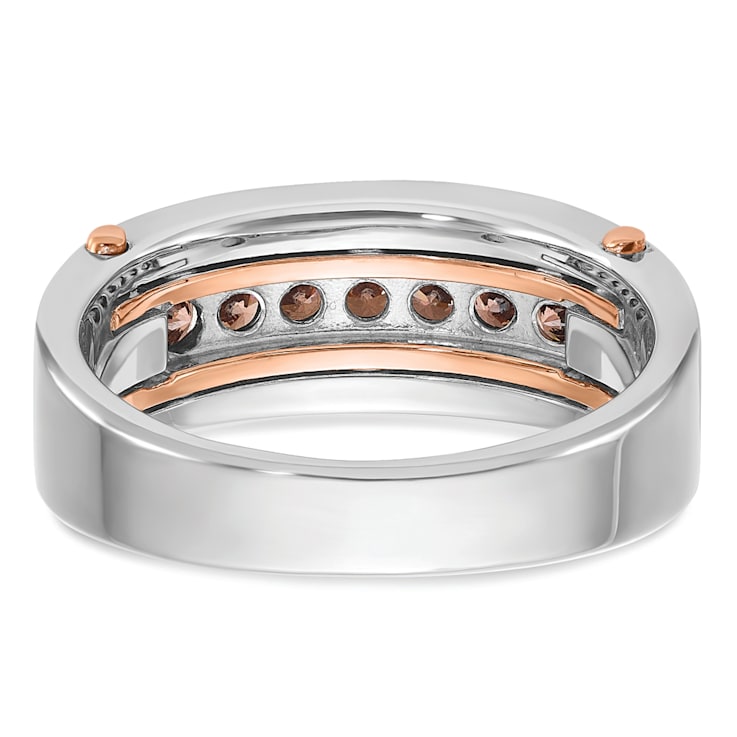 10K Rose Gold Men's Satin Brown Diamond Ring 0.49ctw