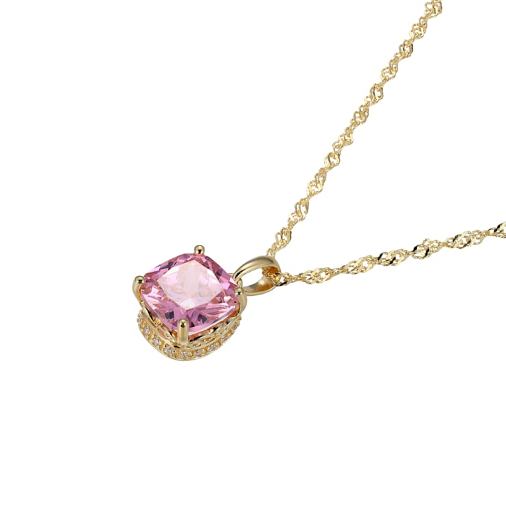 Pink And White Cubic Zirconia 18k Yellow Gold Over Silver October
Birthstone Pendant 7.12ctw