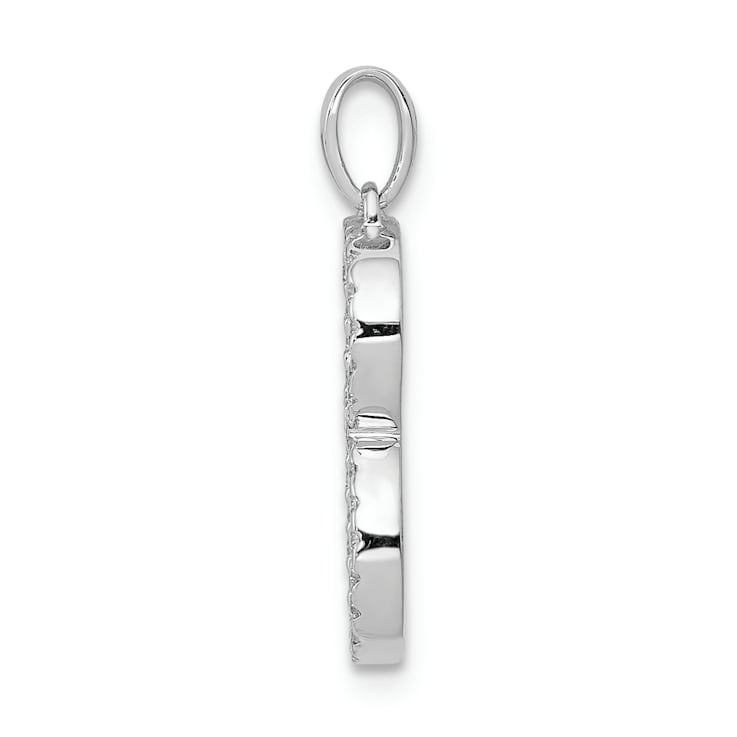 Rhodium Over 14K White Gold Diamond Letter B Initial Pendant