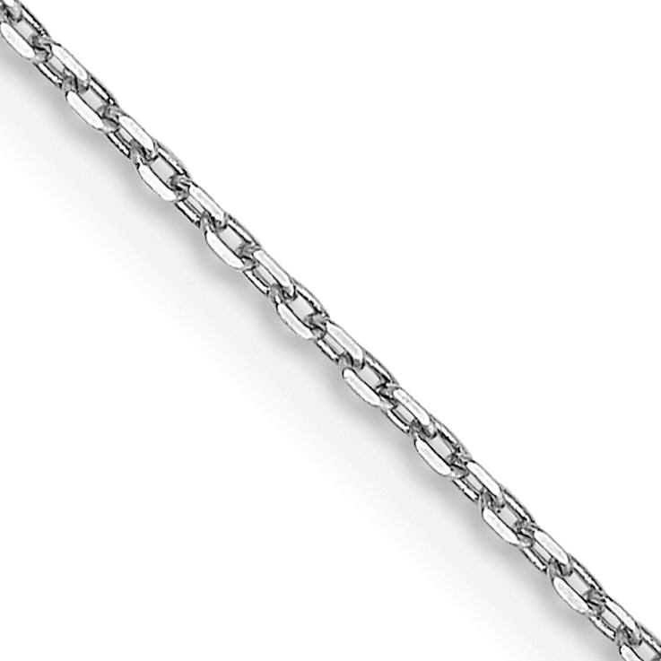 Rhodium Over 14k White Gold 0.8mm Solid Diamond-Cut Cable 14 Inch Chain