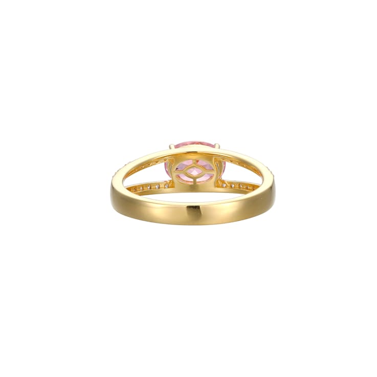 Pink And White Cubic Zirconia 18K Gold Over Sterling Silver Ring 1.72ctw