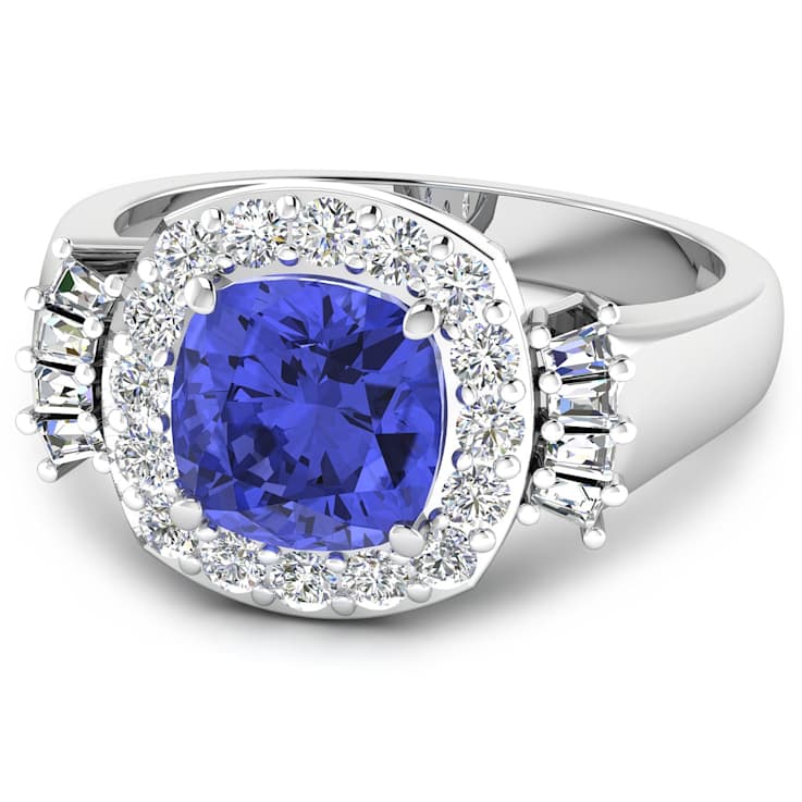 2.72ctw Violet Tanzanite and Diamond 14K White Gold Halo Ring