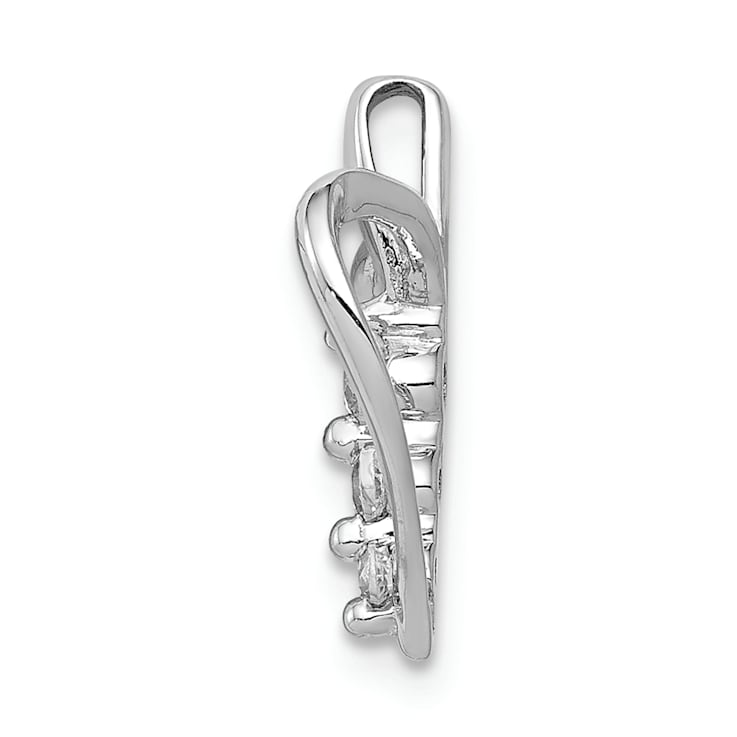 Rhodium Over 14k White Gold Diamond 3-stone Heart Pendant