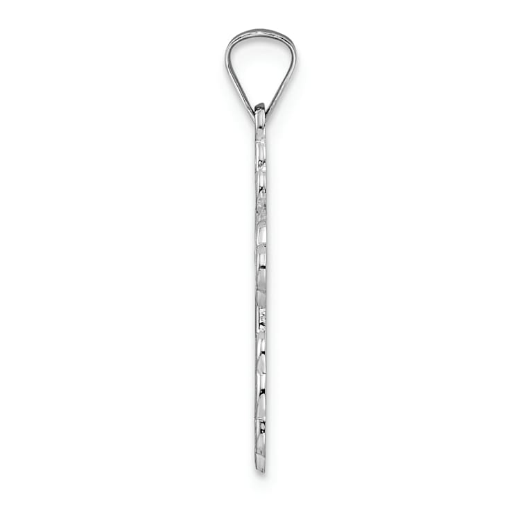Rhodium Over 14K White Gold Polished Eastern Orthodox Solid Cross Pendant