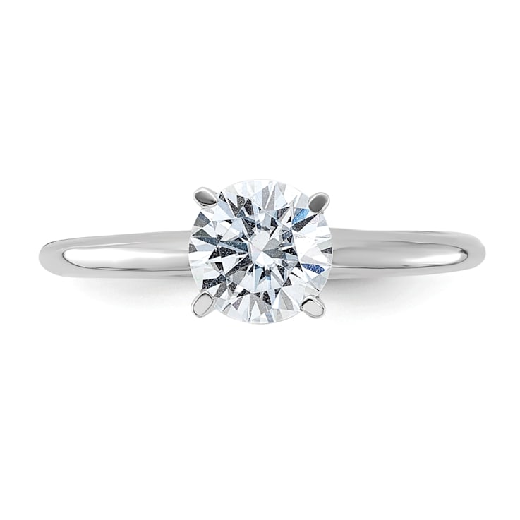 Rhodium Over 14K White Gold 1 ct. D E F Pure Light Round Moissanite
Solitaire Ring