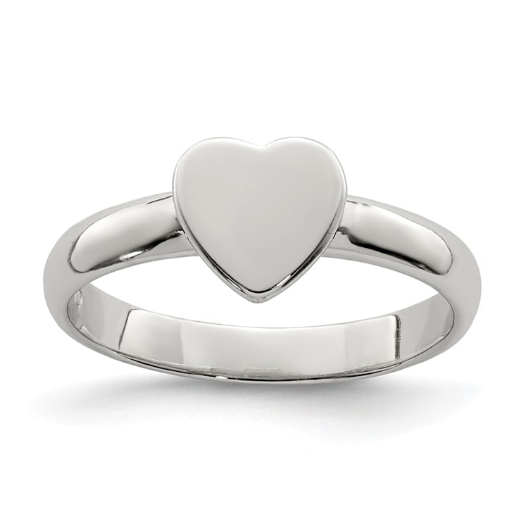 Rhodium Over Sterling Silver Polished Heart Children's Ring
