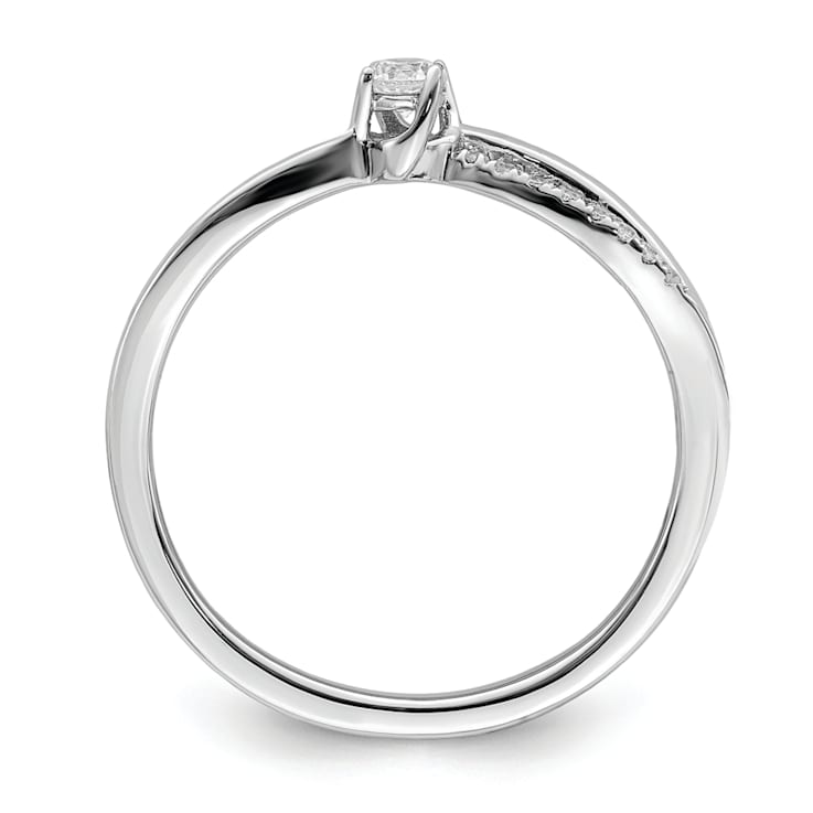 Rhodium Over 14K White Gold First Promise Diamond Promise/Engagement
Ring 0.12ctw