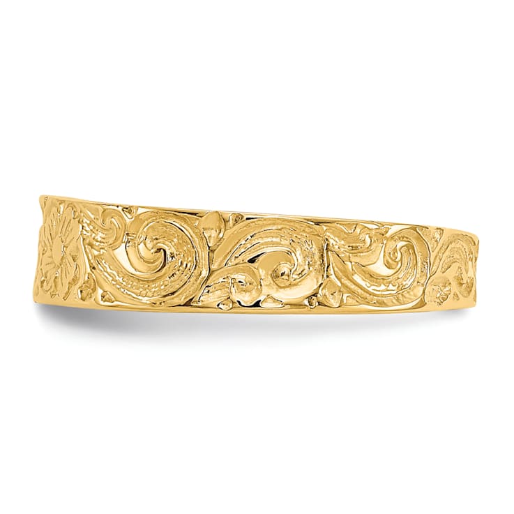 14K Yellow Gold Flower/Scroll Toe Ring