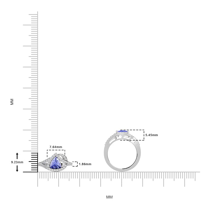 14K White Gold Tanzanite and Diamond Ring 0.90 ctw