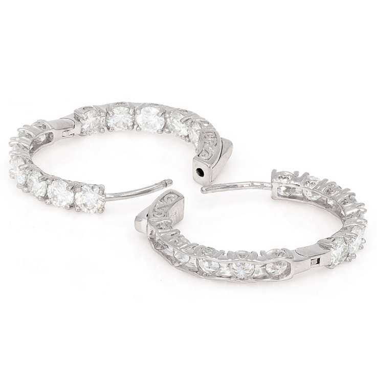 Moissanite Inside-Out Hoop Earrings In Sterling Silver