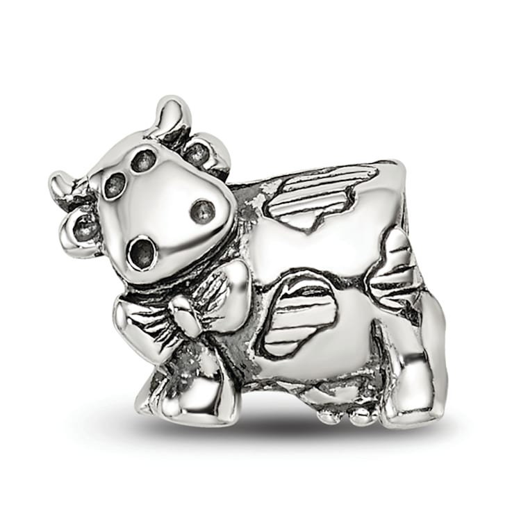 Sterling Silver Cow with Bow Bead