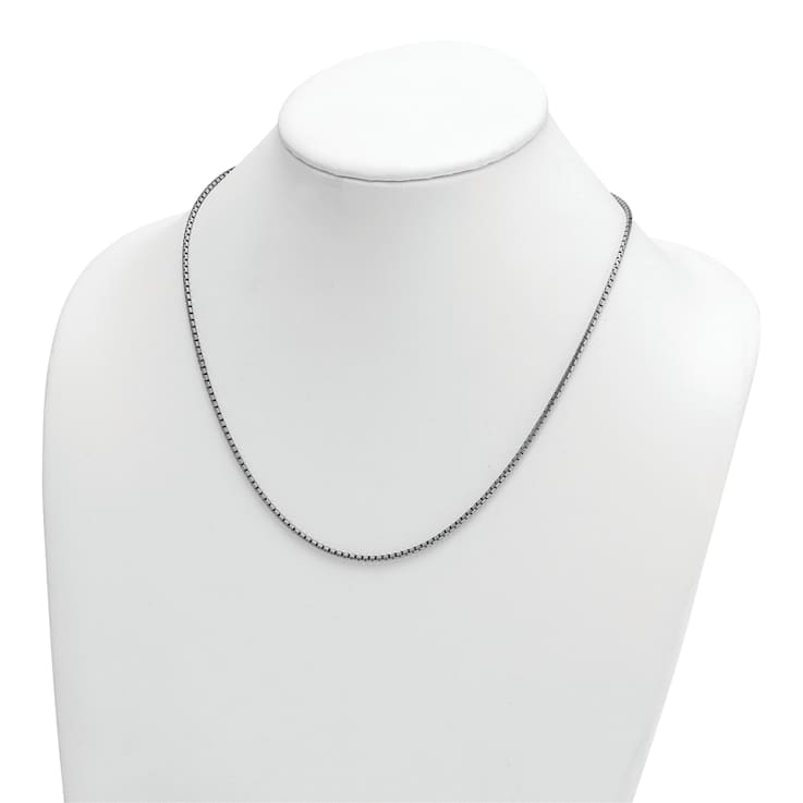 Rhodium Over Sterling Silver Polished 2.0mm Box 24 Inch Chain