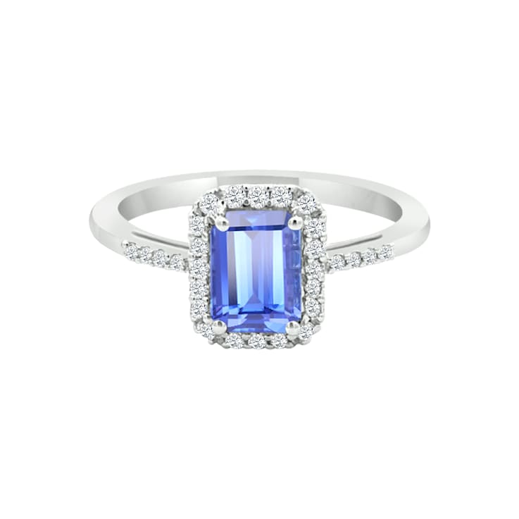 14K White Gold Octagon Tanzanite and Diamond Ring, 1.51ctw