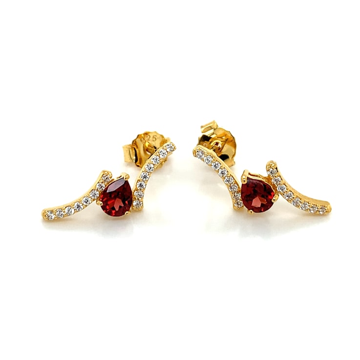 .72ctw Pear Shaped Garnet and Cubic Zirconia 14K Yellow Gold Over
Sterling Silver Earrings
