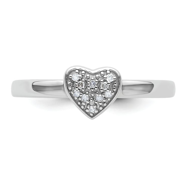 Sterling Silver Stackable Expressions Heart Diamond Ring 0.05ctw