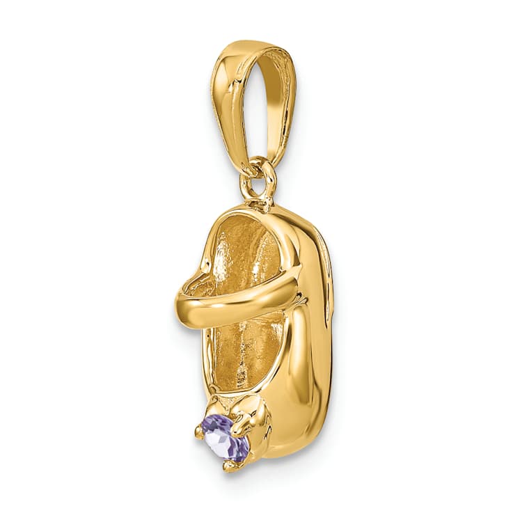 10k Yellow Gold 3D June Birthstone Rainbow Simulant Baby Shoe Charm