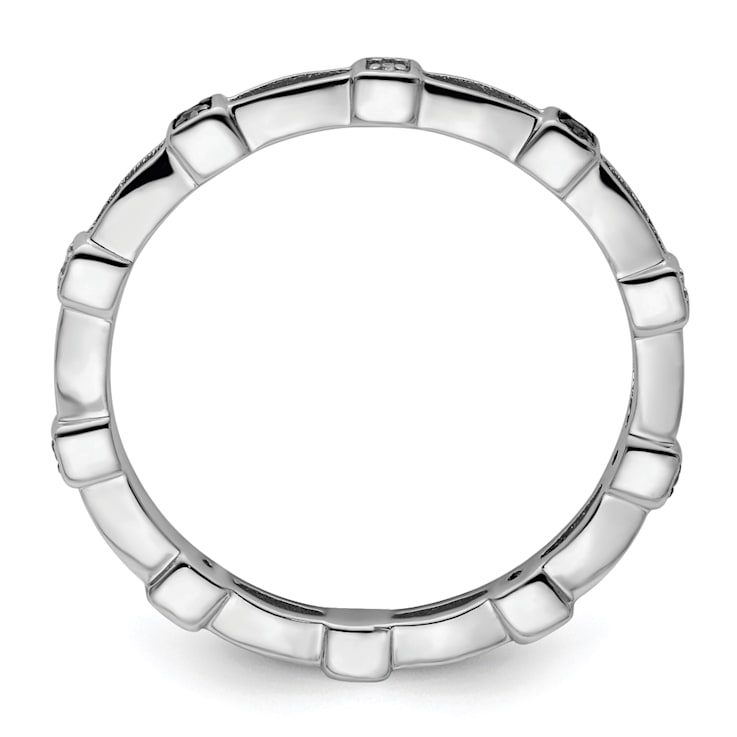 Sterling Silver Stackable Expressions Black and White Diamond Ring 0.05ctw