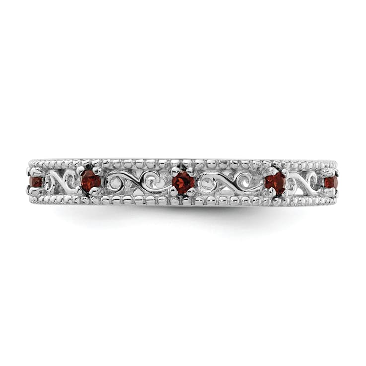 Sterling Silver Stackable Expressions Garnet Ring 0.22ctw