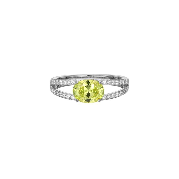 Green And White Cubic Zirconia Platinum Over Sterling Silver Ring 2.41ctw
