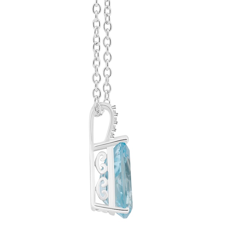 12x8mm Pear Shape Sky Blue Topaz With Diamond Accents Rhodium Over
Sterling Silver Pendant w/ Chain