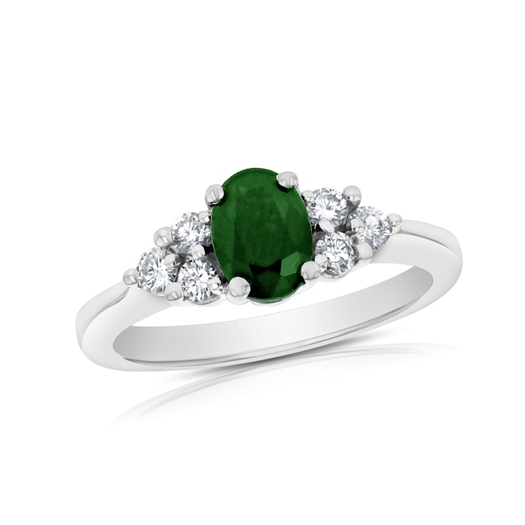 0.95ctw Emerald and Diamond Ring in 14k White Gold