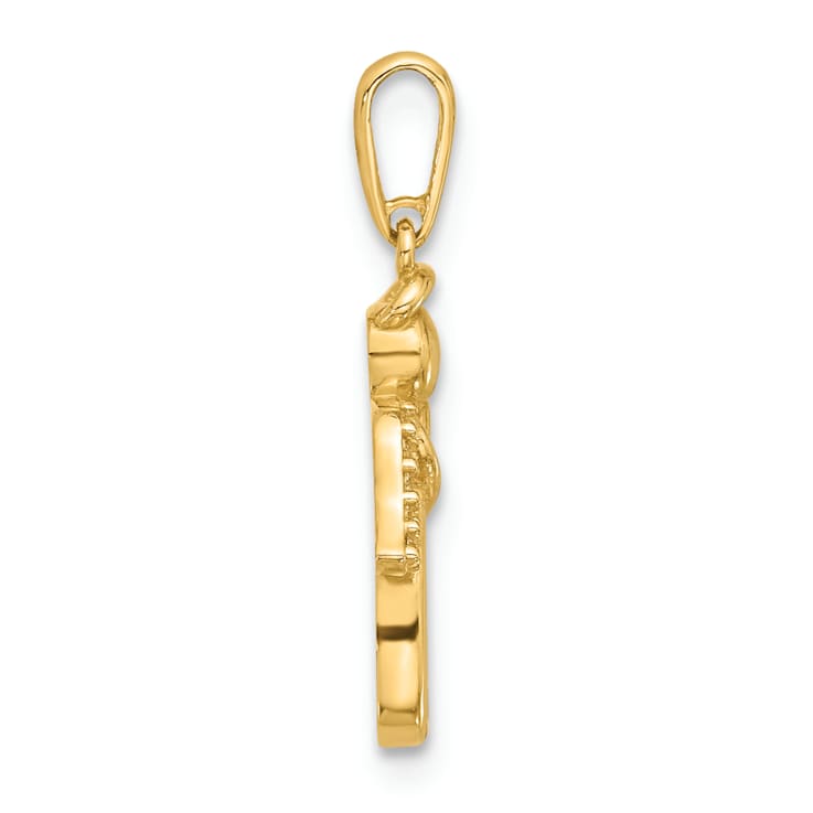 14K Yellow Gold Polished Cubic Zirconia Angel Pendant