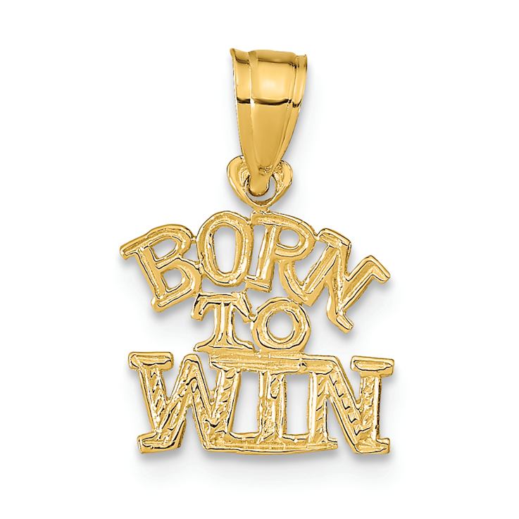 14k Yellow Gold Textured Born To Win Pendant
