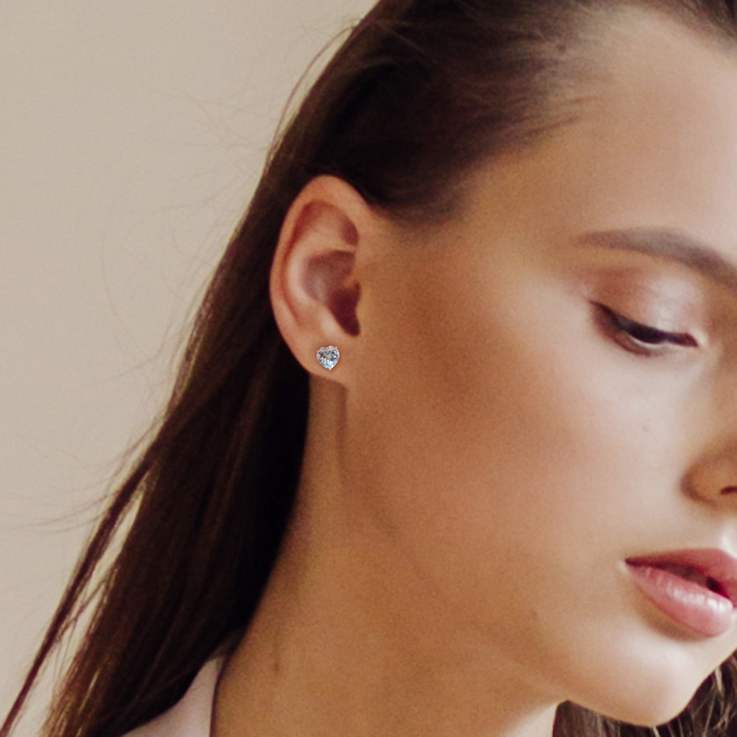 4ctw Heart Sky Blue Topaz Stud Earrings in Sterling Silver