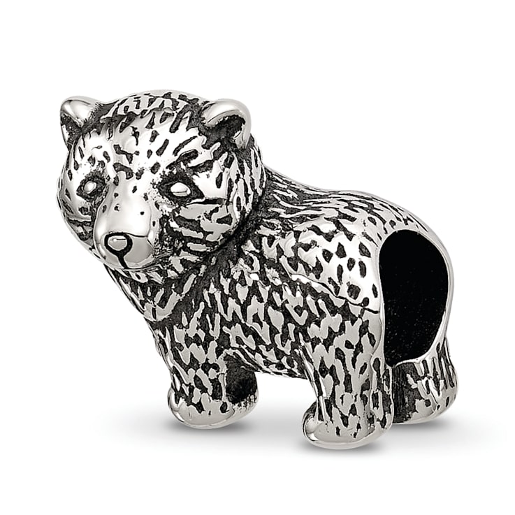 Sterling Silver Antiqued Bear Bead